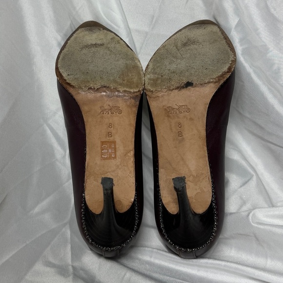 Coach Smith Beadchain Burgundy Maroon Beaded Trim Heels Size 8 - Picture 6 of 16